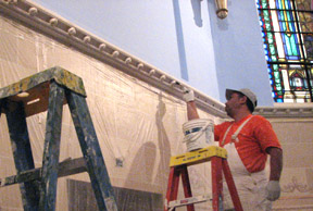 Ornamental plaster restoration in historic 1908 cathedral