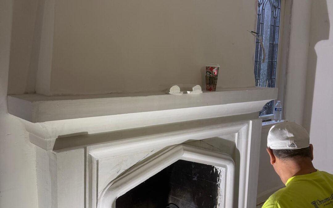 Ornamental Plaster Fireplace in Green Lake, Seattle.